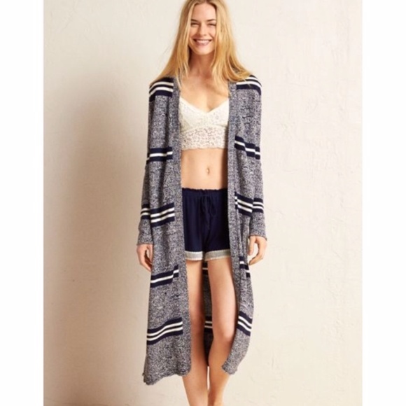 aerie Sweaters - Aerie Long Duster Cardigan Sweater Stripe small